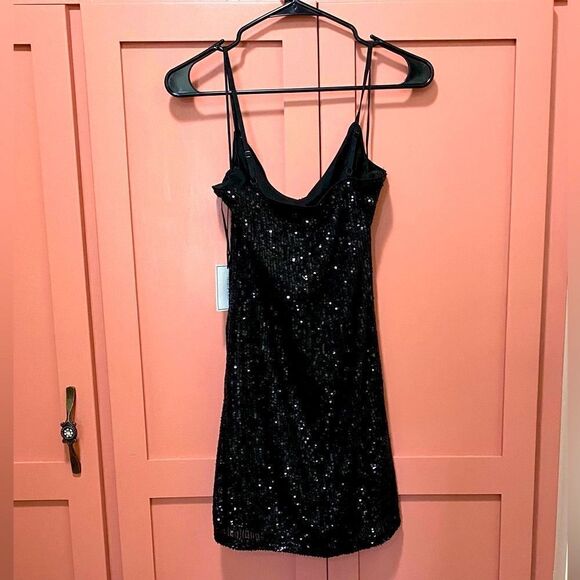 1.STATE Black Sequin Mini Dress Size 8 NWT Party Holiday Cocktail Glam - Picture 5 of 13